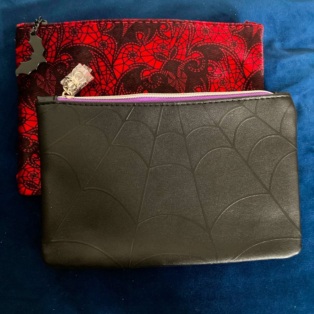 Red and Black Spider Bat Small Makeup Bags